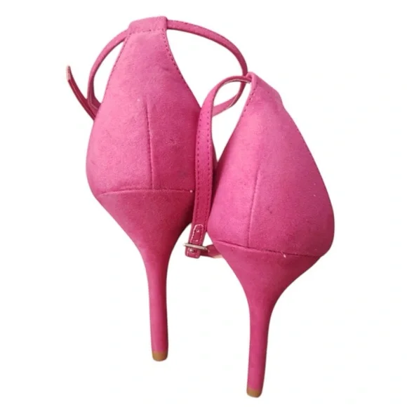 BETSEY JOHNSON Bromme Fuchsia Fabric Floral Dress Sandal Open Toe Heels Size 7 - Picture 10 of 11